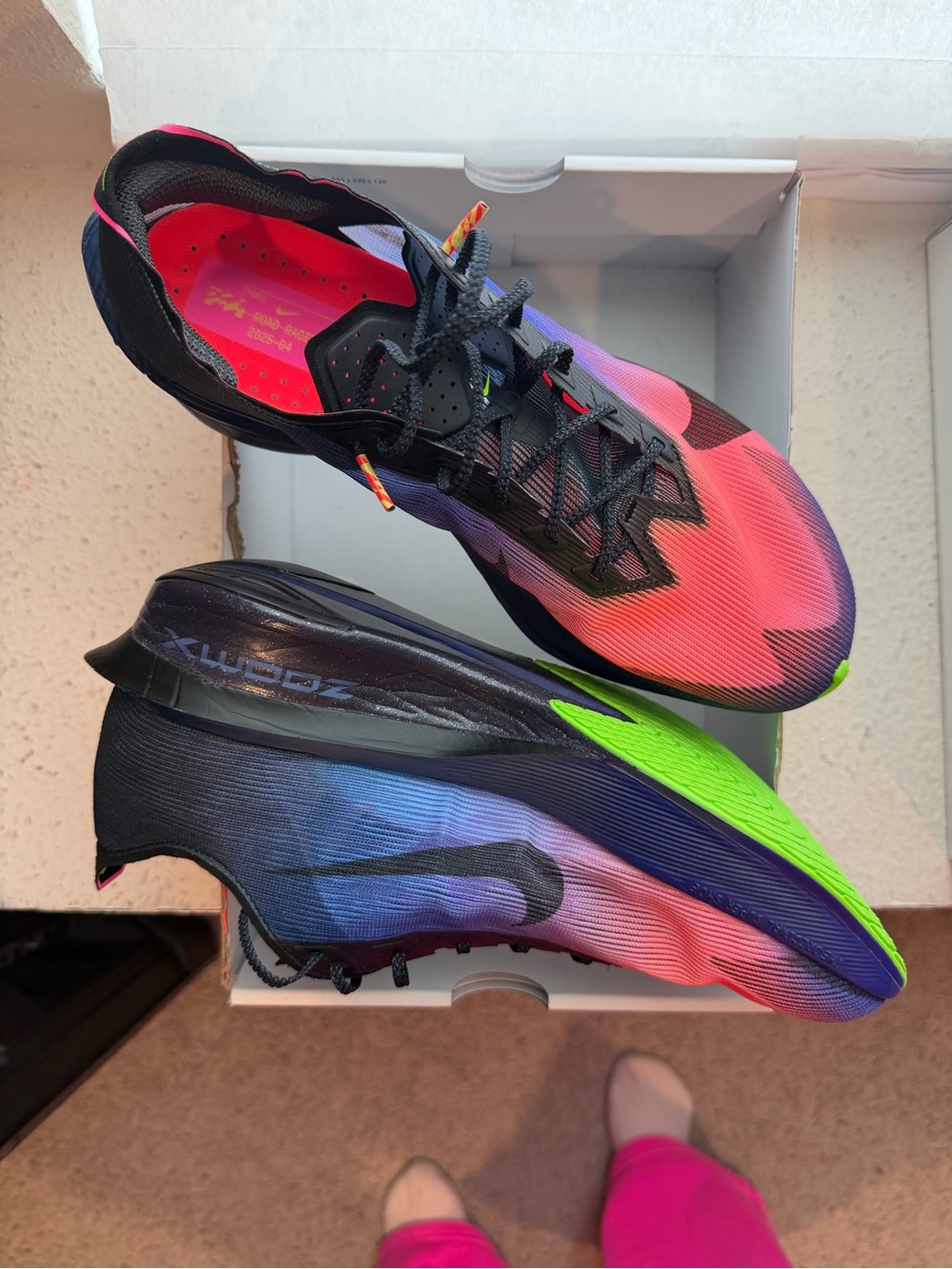 Nike Zoom X vaporfly running shoes  - Black / Pink / Green